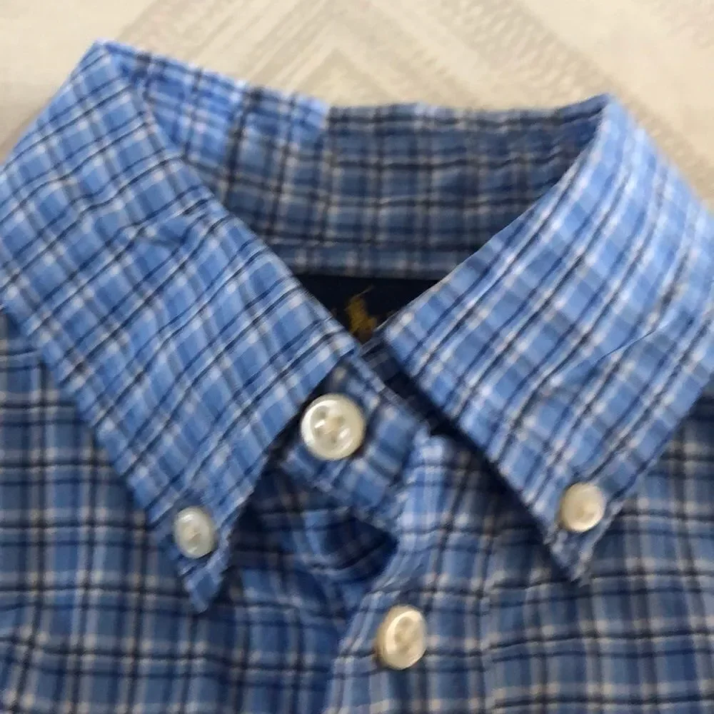 Ralph Lauren Boys Light Blue Checkered Button Down